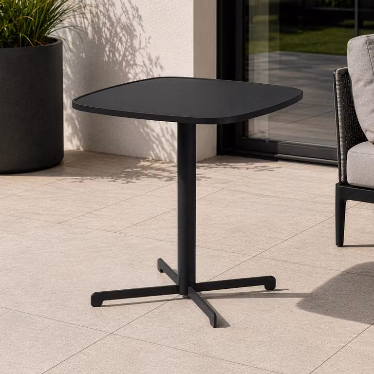 Tavolo da esterno "Foggia", 75 x 70 x 70 cm, tavolo quadrato per balcone, resistente agli agenti atmosferici, acciaio, colore grigio antracite
