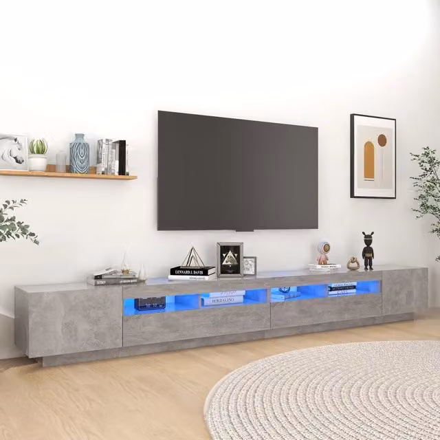 Mobile Porta TV con Luci LED Grigio Cemento 300x35x40 cm 3081928