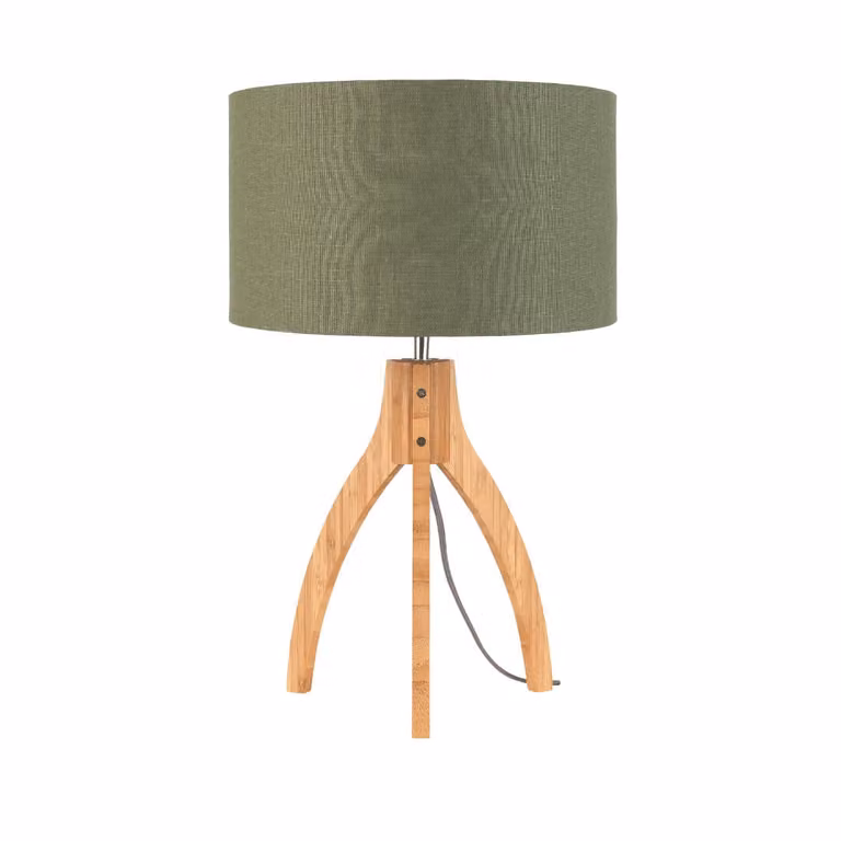 GOOD&MOJO - Lampada da tavolo Annapurna - Verde/Bambù - Ø36cm Lampada da tavolo - Lampada da comodino, soggiorno, camera da letto