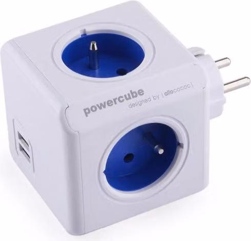 ALLOCACOC Allocacoc PowerCube Originale estensione di alimentazione USB (E) 4 prese CA Blu, Bianco