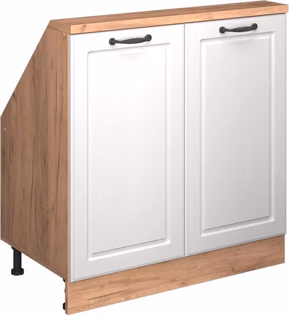 Mobile sottotetto Rion Vicco Bianco rustico e Rovere dorato con 2 ante e ripiani interni