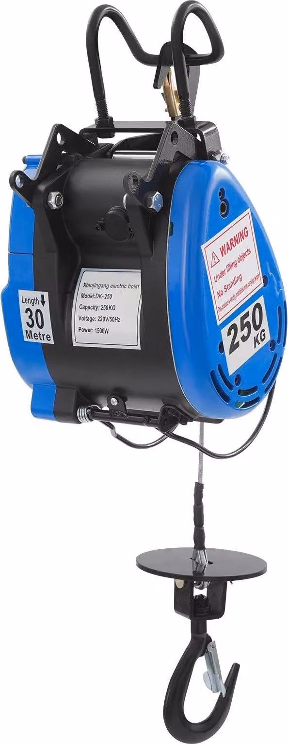 Paranco elettrico ad argano, radiocomando, alta capacità di sollevamento, blu