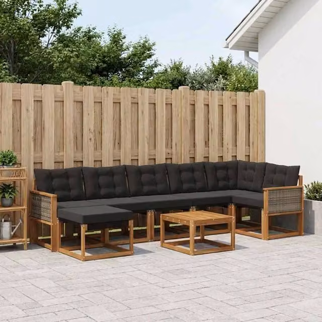 Set di divani da esterno 8 pz Naturale e Nero 3382108