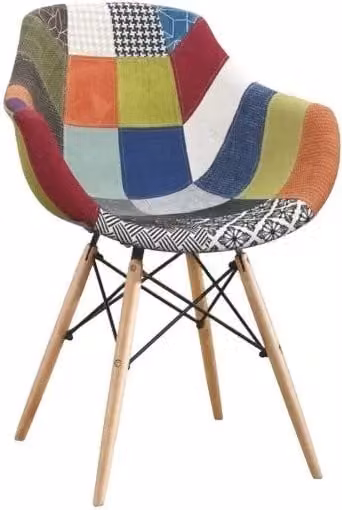 Set 02 sedia poltroncina patchwork con gambe in legno di faggio 55,5x60 h.81
