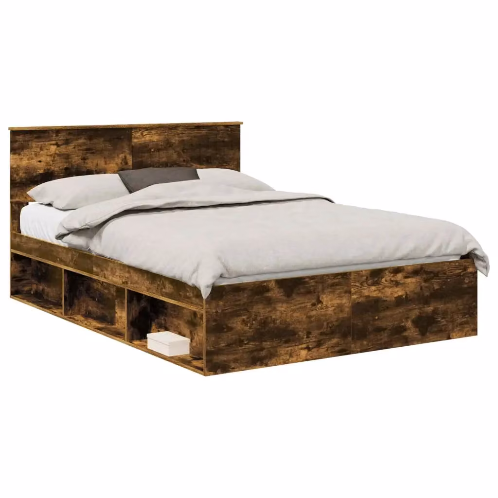 Struttura del letto vidaXL in pino massello color marrone con doghe in legno, L/P: 140 x 190 cm – 2