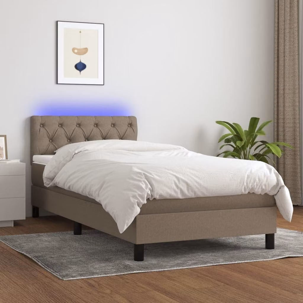 Maison Exclusive - Letto a Molle con Materasso e LED Tortora 80x200 cm in Tessuto