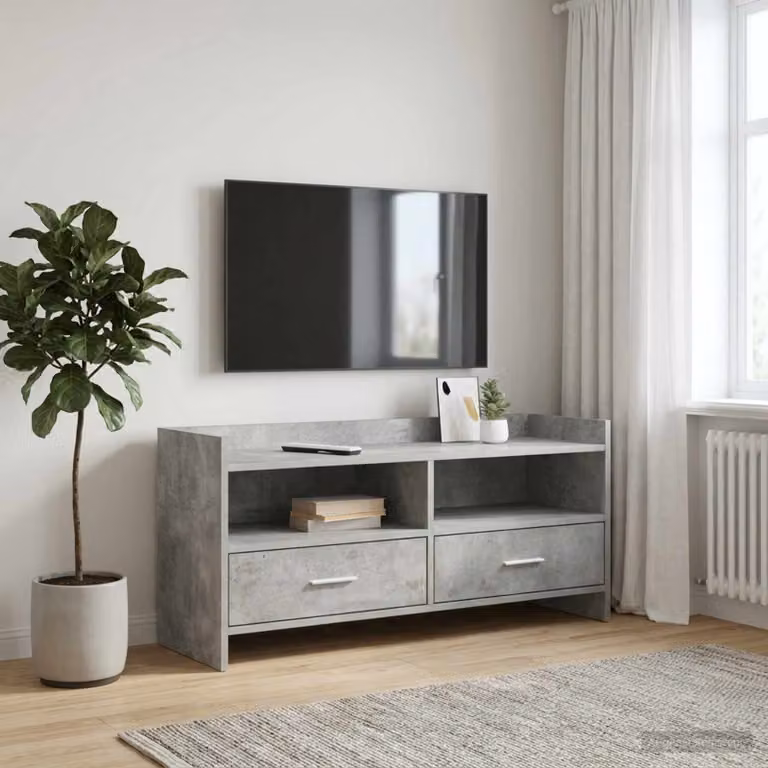 Mobile TV vidaXL moderno in legno e metallo Grigio Cemento L/P/H: 100 x 33 x 47 cm