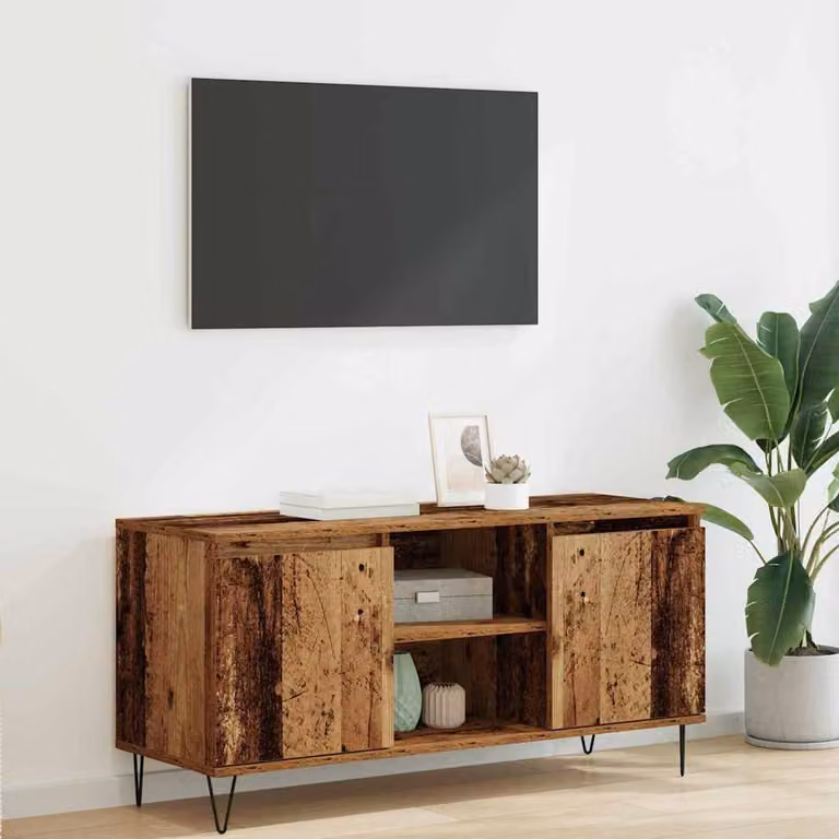 Mobile TV vidaXL in legno vecchio e metallo, marrone, L 104 x P 35 x H 50 cm