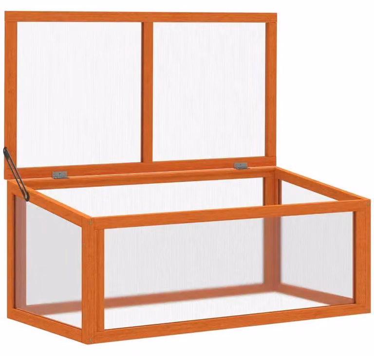 Mini serra per piante - Serra in legno | Colore: Arancione | Dimensioni: 46x90x40 cm