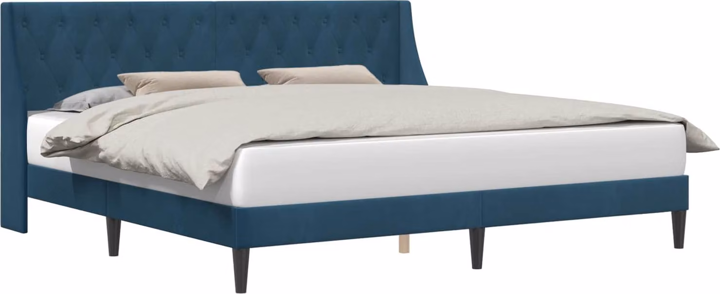 Struttura del letto con testiera Blu 200 x 200 cm Velluto