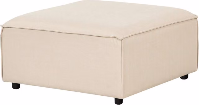 Pouf quadrato imbottito in tessuto beige e gambe nere soggiorno Stile moderno