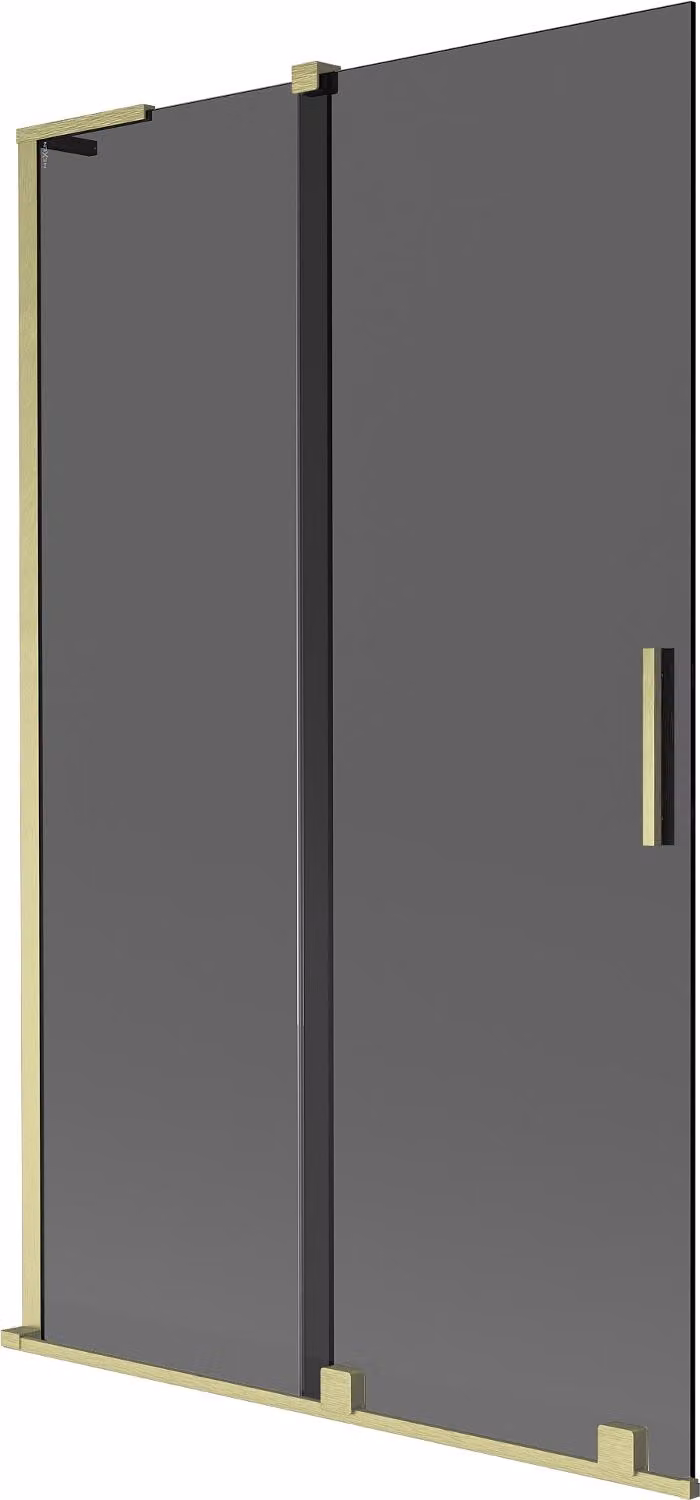 Mexen Velar L paratia per vasca da bagno scorrevole a 2 ante 110 x 150 cm, grafite, oro spazzolato - 896-110-003-41-55