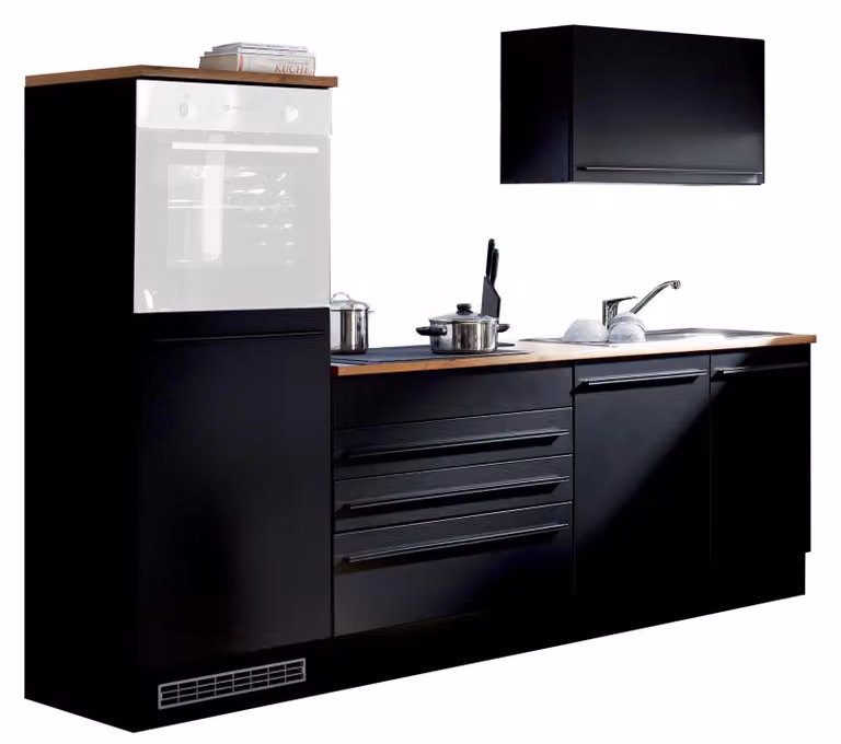 Mobile da cucina Jarklow 260 cm nero opaco, Elettrodomestici:senza elettrodomestici