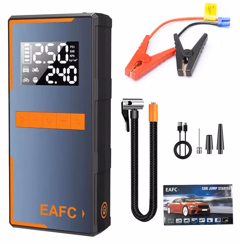 Dispositivo di avviamento di emergenza per auto, pompa ad aria, power bank portatile, clip originale