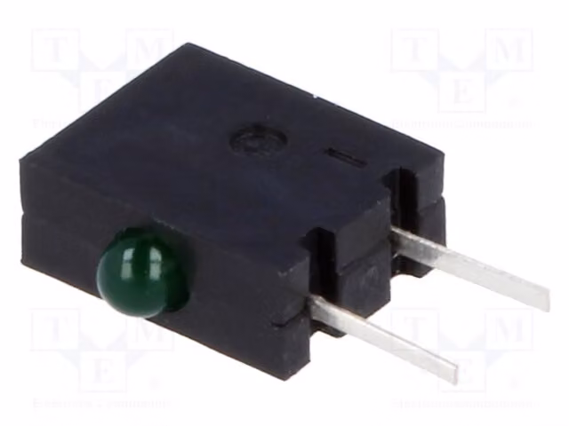 1 LED verde da 1,8 mm. Quantità di diodi: 1, orientamento orizzontale, all'interno dell'alloggiamento. Corrente: 20 mA. Angolo di visione: 40°. Modello: KM-2520EH/1SGD