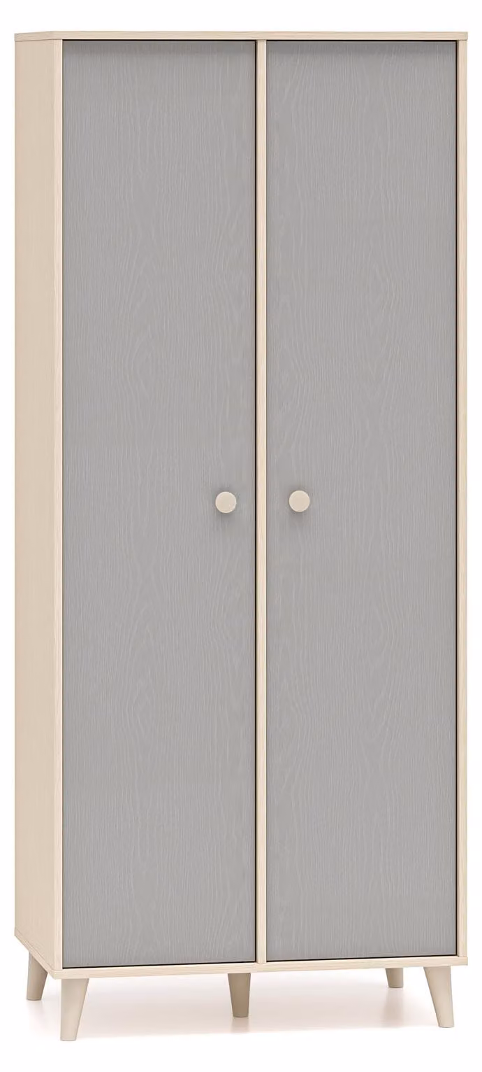 Armadio per bambini Mevel 80x51x190 cm, colore a scelta, 2 ante: Sabbia del deserto / Grigio palladio