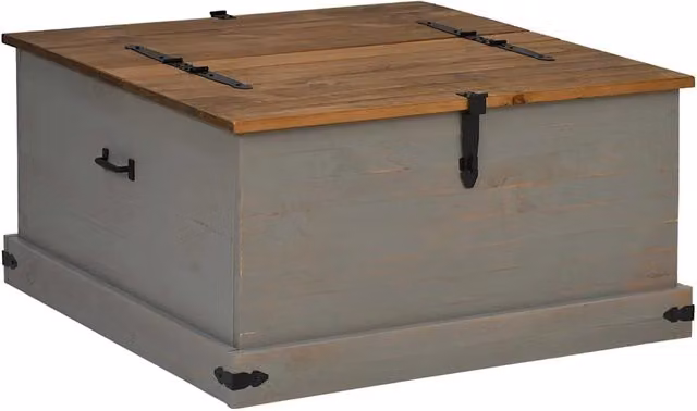 Cassapanca HALDEN in legno massello di pino grigio L 91 cm x P 91 cm x H 47 cm