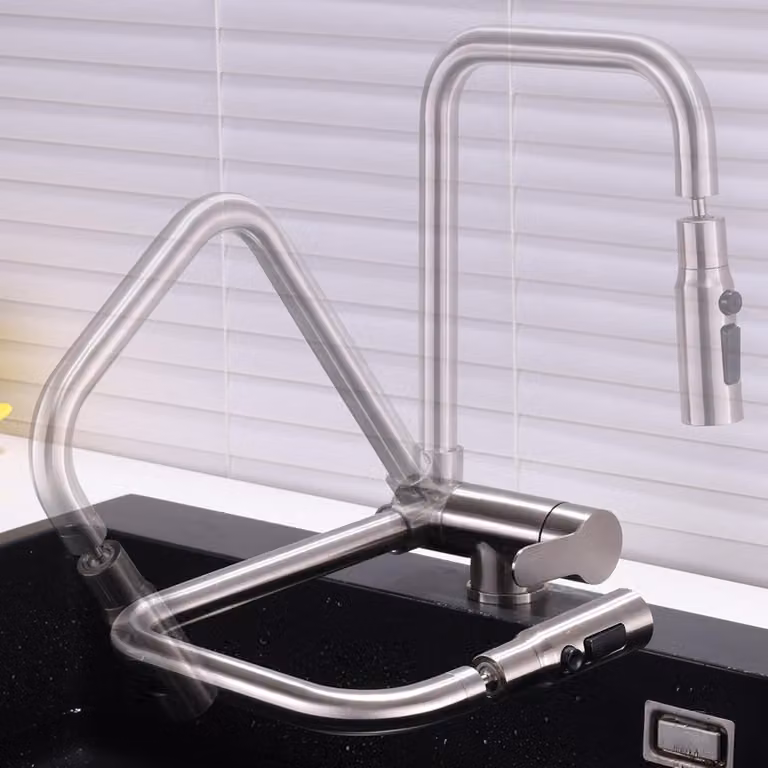 Rubinetto da cucina pieghevole con 3 modalità e rotazione a 360°