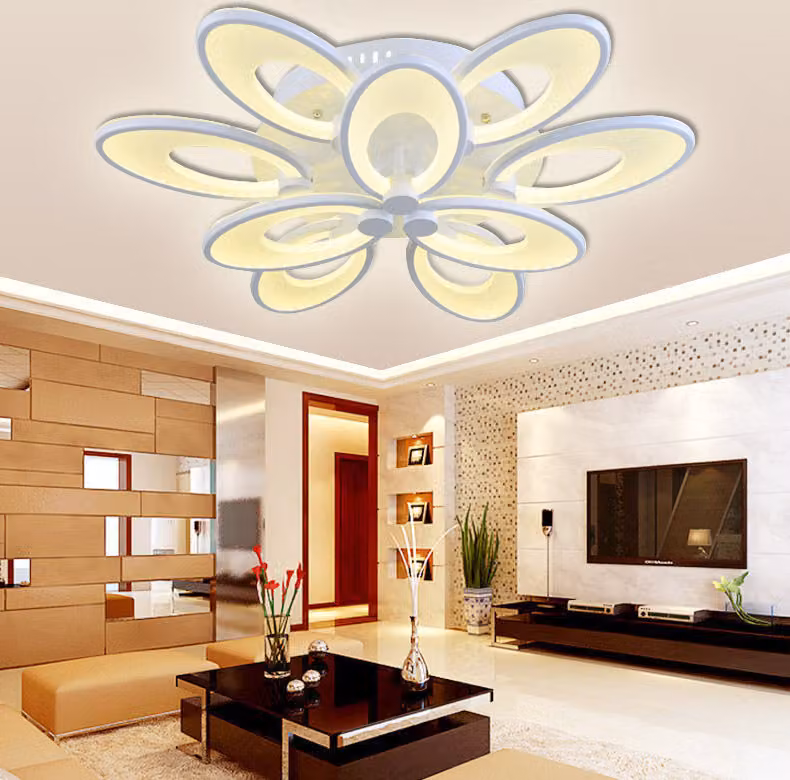 Plafoniera LED 8010-6+3 Bianco con telecomando Colore della luce/luminosità regolabile A