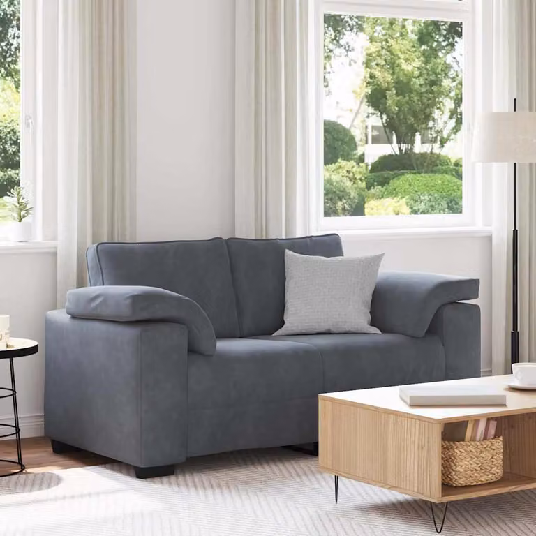 vidaXL Divanetto Moderno in Velluto Grigio con Cuscini, L: 160 cm, P: 77 cm, H: 82 cm