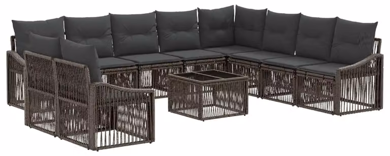 Set Divano da Giardino 11 pcs Grigio polyrattan