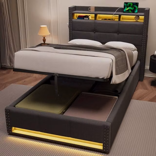 Letto contenitore 90x200 cm, colore grigio