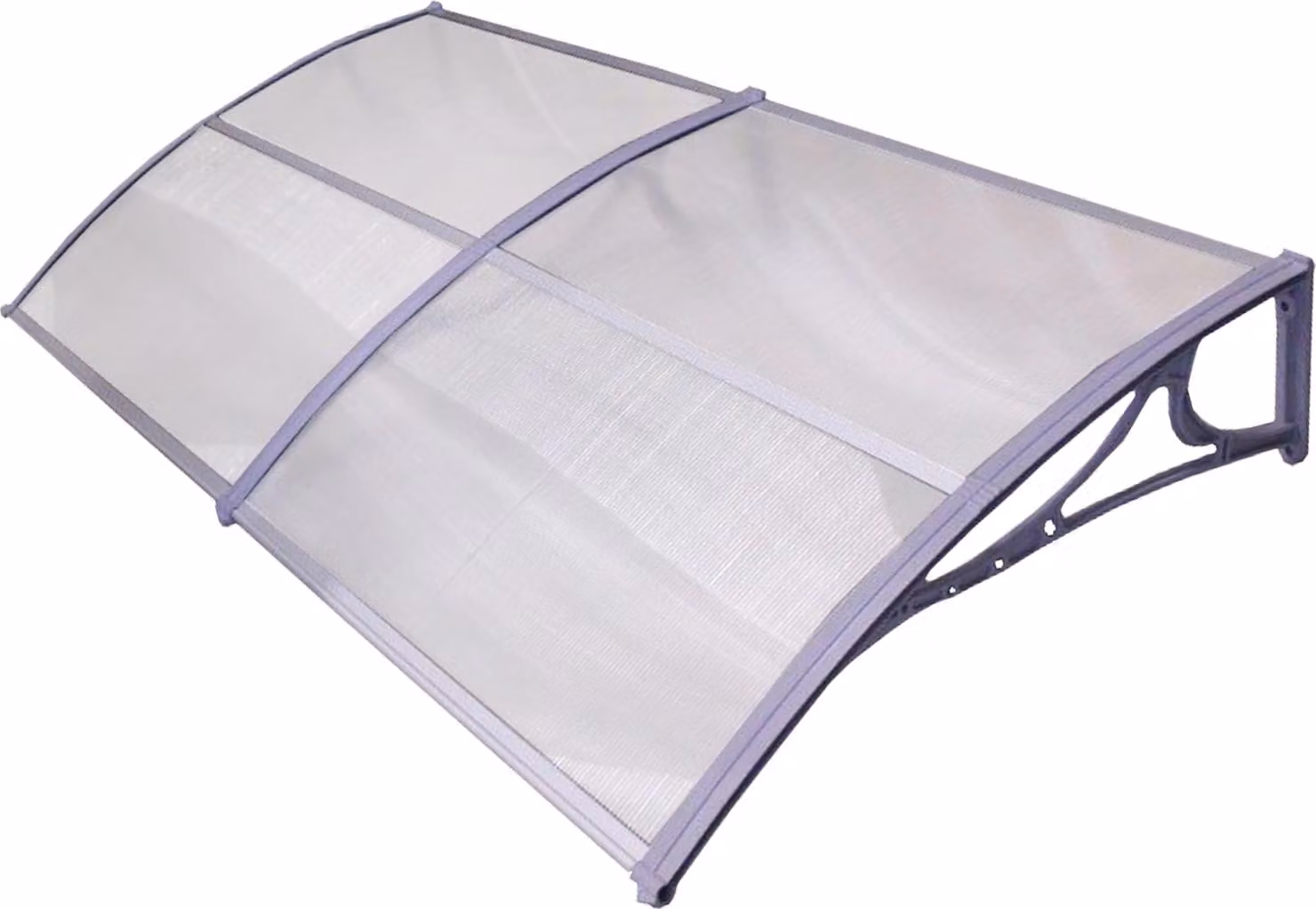 Tettoia per porta d'ingresso 200 x 97 cm a doppia parete in lamiera d'alluminio con finiture grigie Tettoia per porta d'ingresso Tettoia per veranda