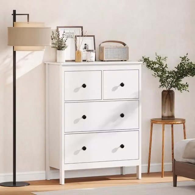 Cassettiera con 4 cassetti per camera da letto in truciolare - 74x35x97 cm - bianco