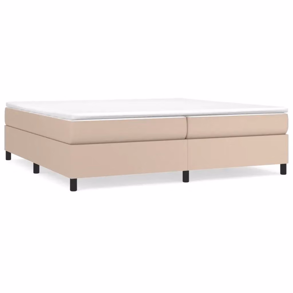Struttura Letto a Rete a Molle e Giroletto in Similpelle Beige L/P: 200 x 200 cm – 2