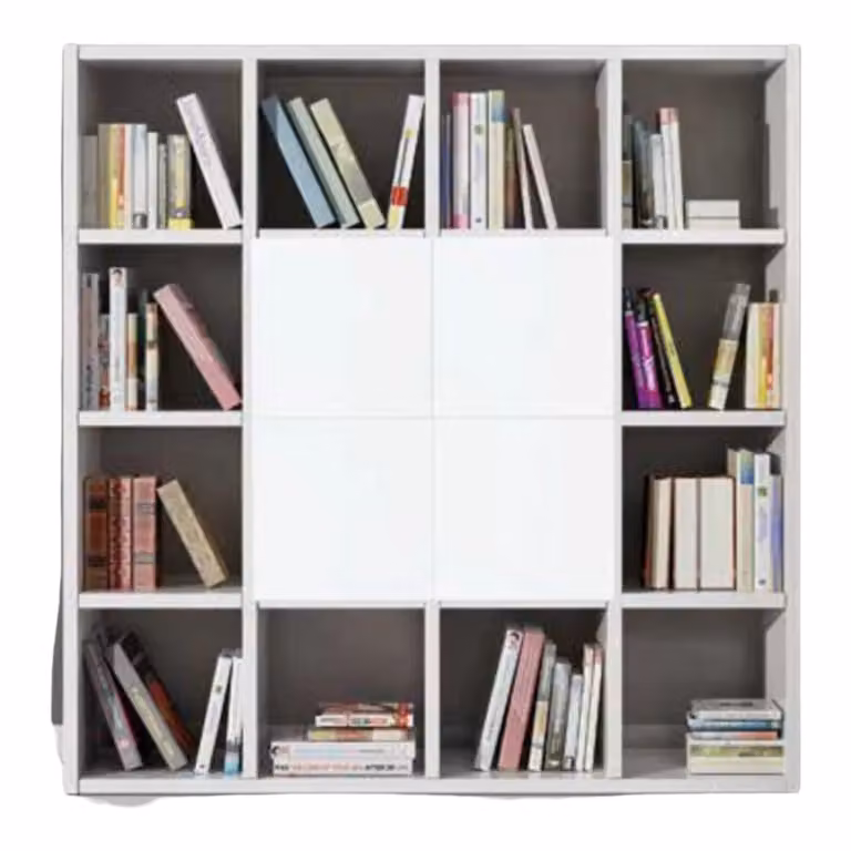 Libreria porta TV moderna in MDF bianco frassino Mobili 2G L: 175 cm, P: 30 cm, H: 175 cm
