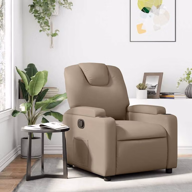 Poltrona Reclinabile vidaXL in Similpelle con Braccioli, Colore Beige/Marrone
