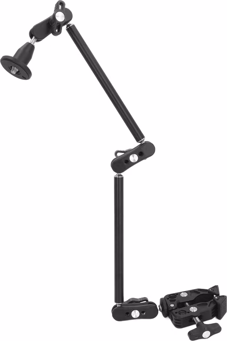Braccio articolato regolabile, 2 sezioni, vite da 1/4 di pollice, 3/8 di pollice, supporto per videocamera del telefono, rotazione di 360 gradi per vlogging con microfono e monitor