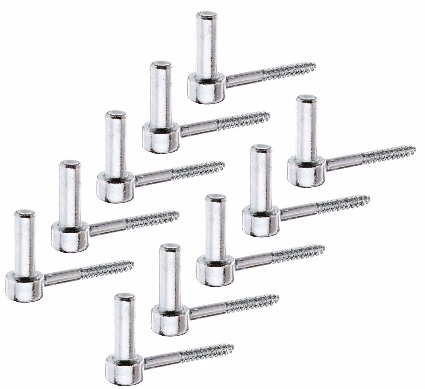 Alberts 863975 Cerniera a vite, gancio a J, con filettatura tagliata, zincata elettroliticamente, passivata a strato spesso, diametro del perno Ø16 mm, lunghezza 110 mm, set da 10 pezzi
