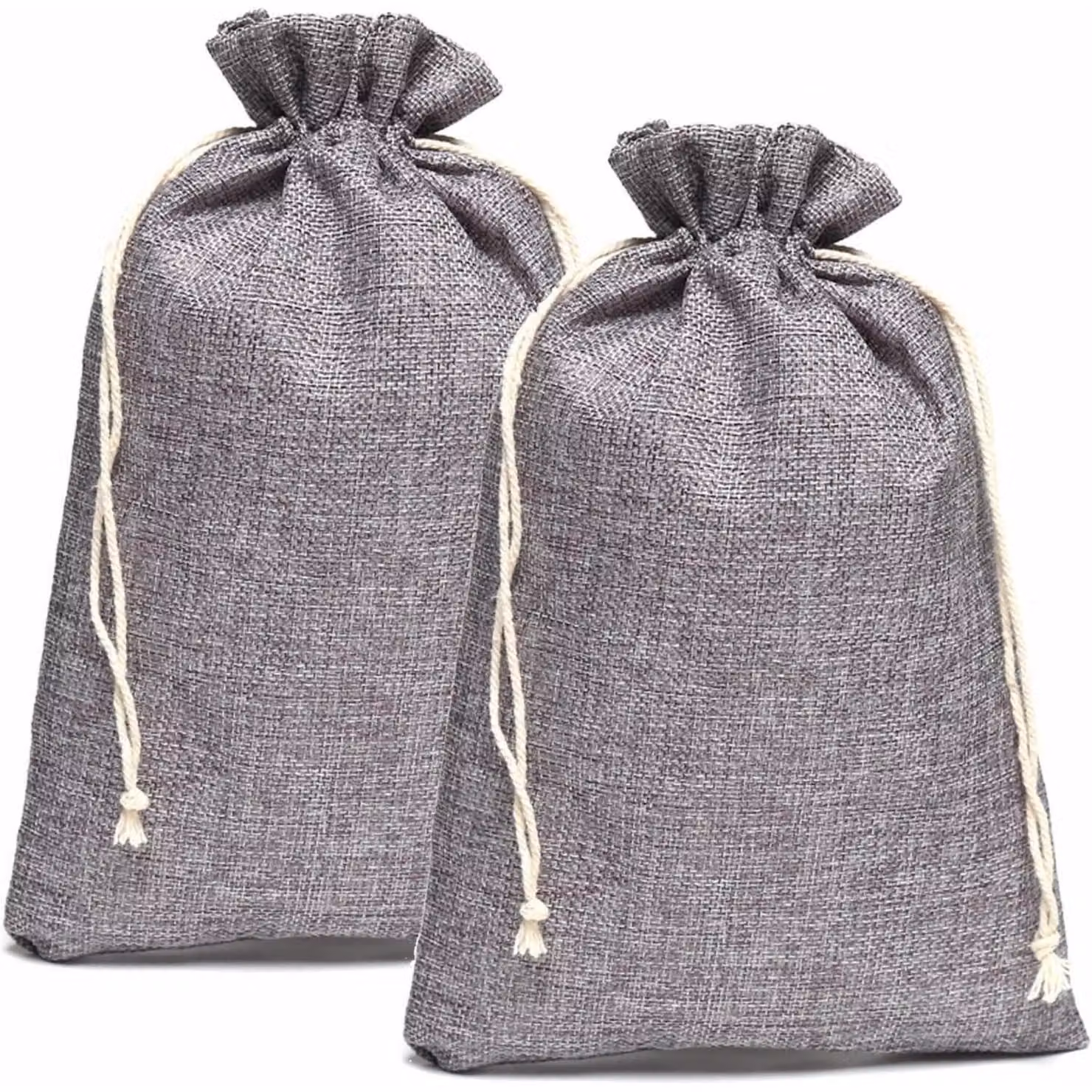 Sacchetti in tessuto grigi, confezione da 5, dimensioni 30x40 cm. Ideali come sacchetti regalo o per l'avvento