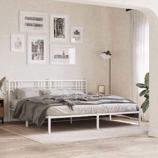 Giroletto con testiera in metallo bianco vidaXL L/P: 200 x 200 cm