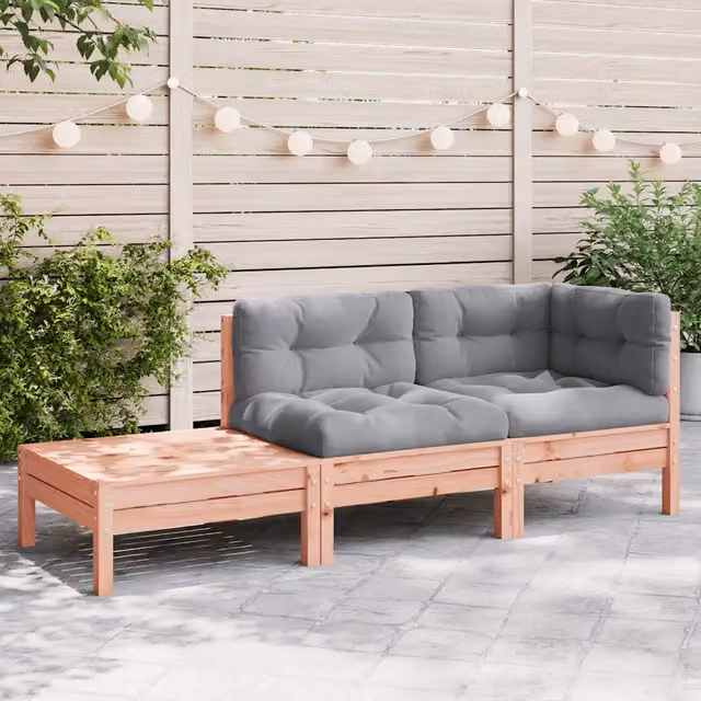 Divano da Giardino Cuscini e Poggiapiedi-Sofa da Giardino-Divano da esterno Legno Massello Douglas