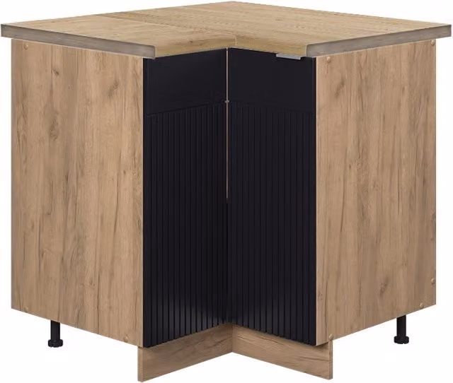 Mobile ad angolo cucina Fame-Line Nero rigato/Rovere dorato 80.5 cm, PL Rovere Vicco
