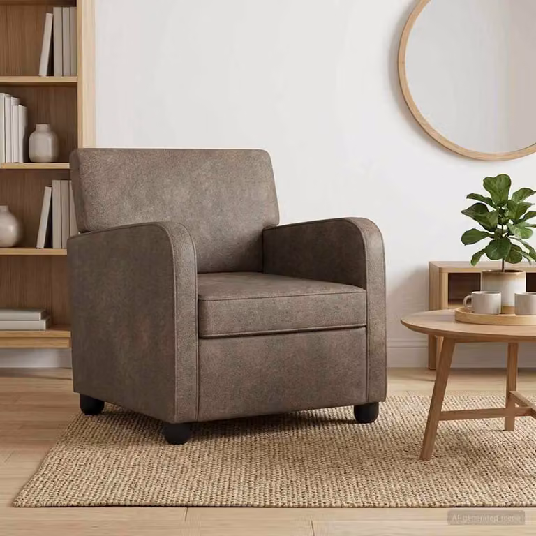 Poltrona Lounge moderna vidaXL in pelle sintetica grigia con braccioli