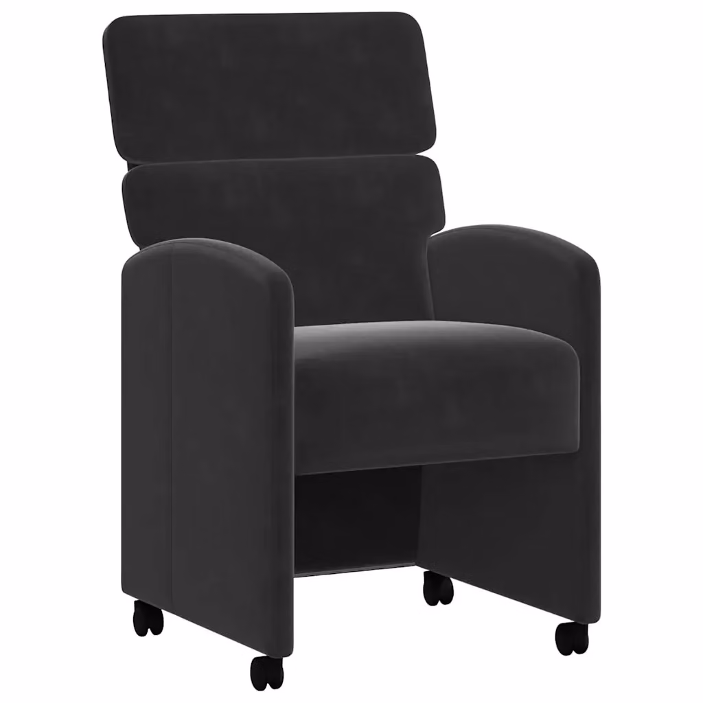 Set di 2 sedie da pranzo vidaXL con ruote in velluto nero L: 58 cm, P: 65 cm, H: 98 cm – 2