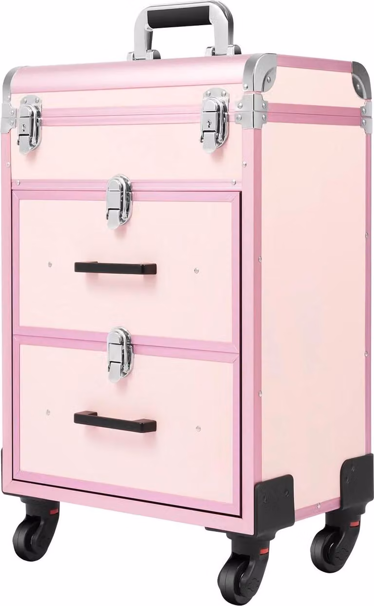 Organizer per trucchi, design portatile, ampio spazio di archiviazione, rosa
