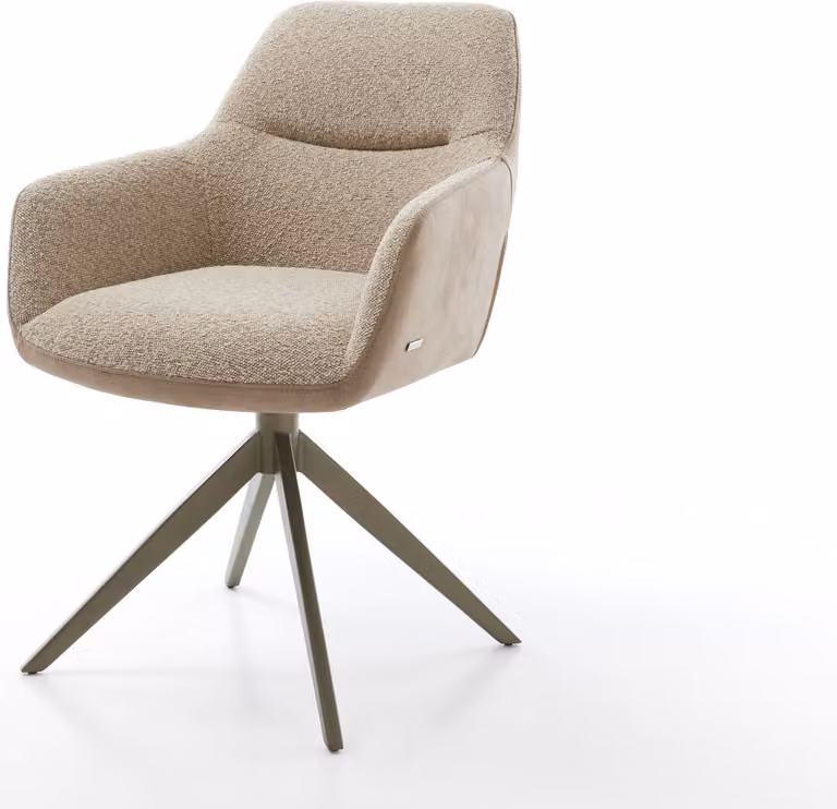 DELIFE Sedia girevole Pejo-Flex Mix di materiali Fango Struttura a croce larga Finitura effetto titanio Girevole a 360° Molle insacchettate