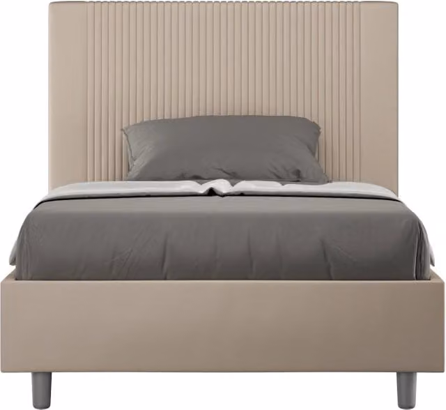 Letto Matrimoniale Moderno GIORDANOSHOP con Struttura Imbottita Beige L/P/H: 160 x 200 x 122 cm – 1