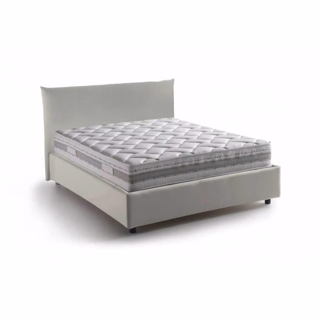 Letto Arpaise Talamo Italia con Materasso Incluso, Rivestimento in Tessuto Beige, Base con Contenitore a Alzata, L/P/H: 120 x 200 cm – 2