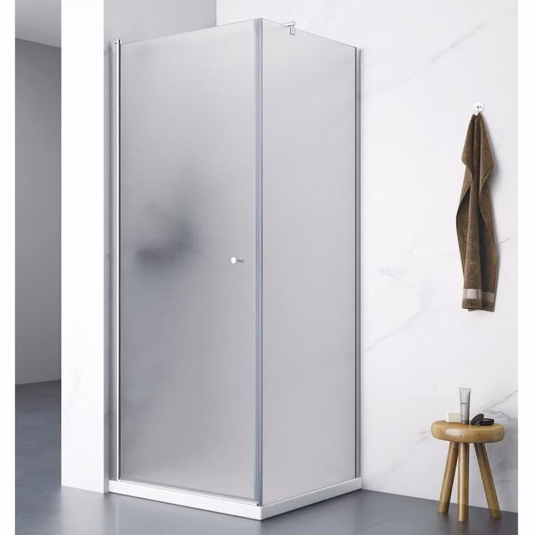 Cabina doccia PILOT, 1000x1000 mm, con porta girevole, vetro mattone