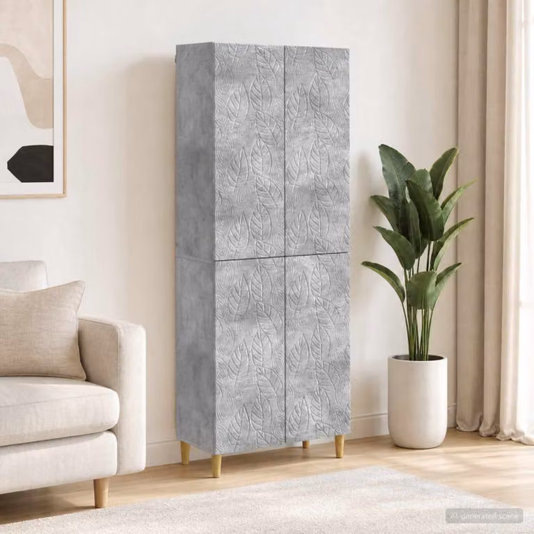 Set di 2 armadi moderni vidaXL in legno ingegnerizzato e MDF, colore grigio cemento, L/P/H: 90.0 x 34.5 x 66.0 cm