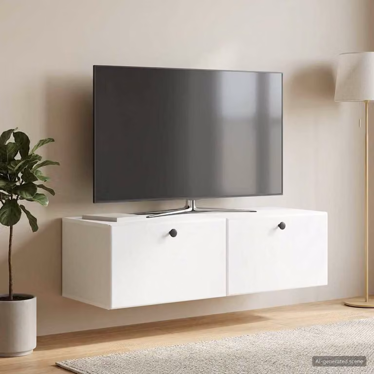 vidaXL Mobile Porta TV da Muro Moderno Bianco L: 98 cm, P: 41 cm, H: 30 cm