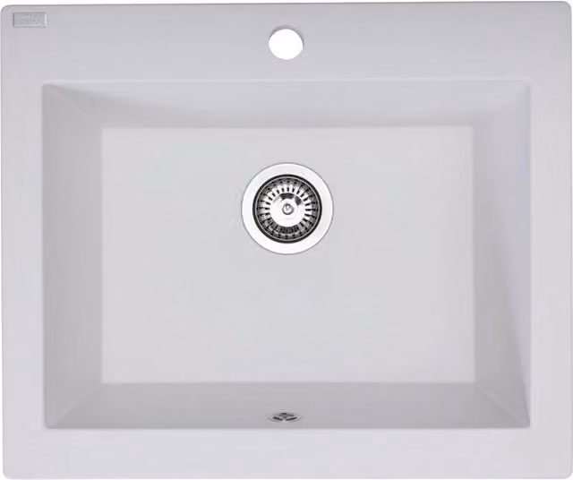 Lavello a vasca singola con grembiule – lavello ceramica 63×49 cm, sifone salvaspazio incluso