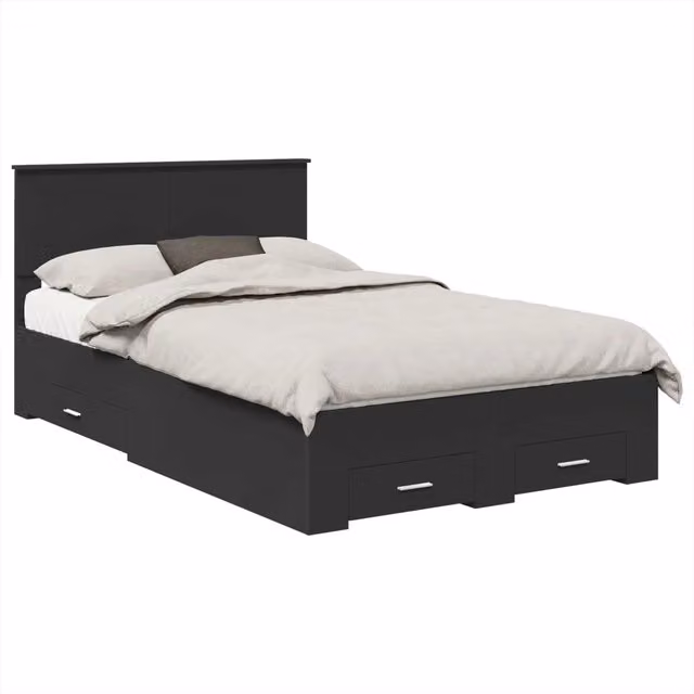 Letto matrimoniale | Letto per adulti | Struttura del letto Nero 135 x 190 cm Legno multistrato