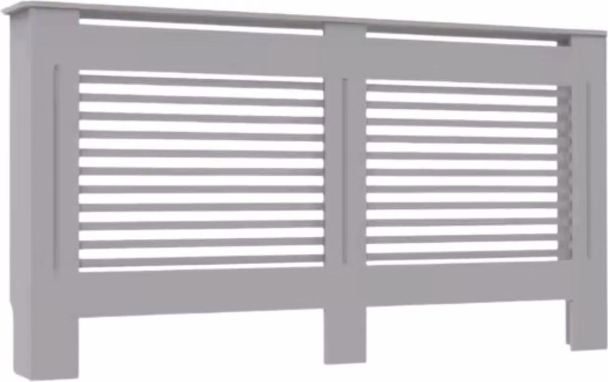 Copertura per radiatore 152×92 cm – Copertura per radiatore in MDF – Lamelle orizzontali – Grigio – Design moderno