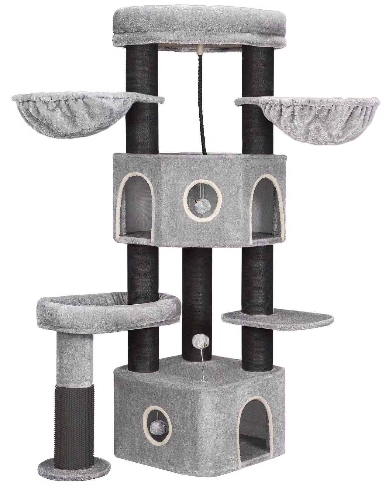 Albero per gatti con tiragraffi - Mobile per gatti - Casa per gatti - Tiragraffi - Torre giochi - Grigio chiaro, nero